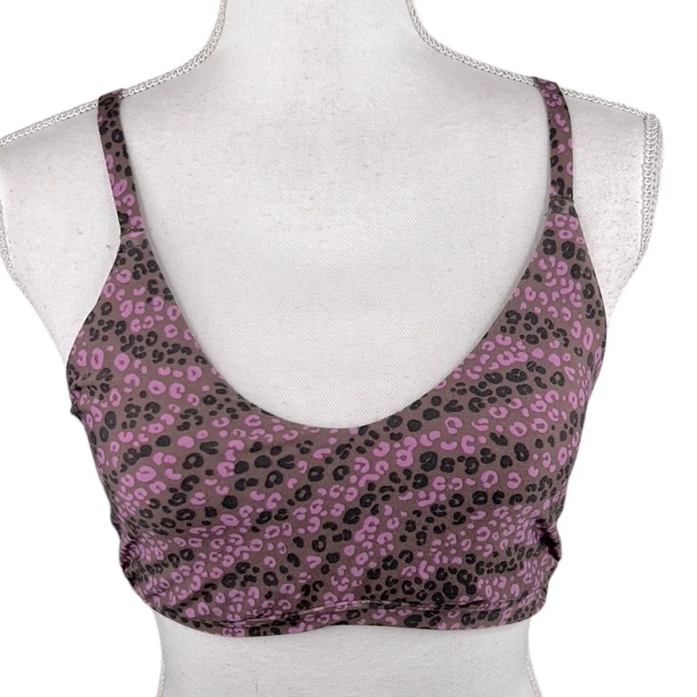 Aerie Offline Pink &‎ Black Floral Sports Bra Size Medium